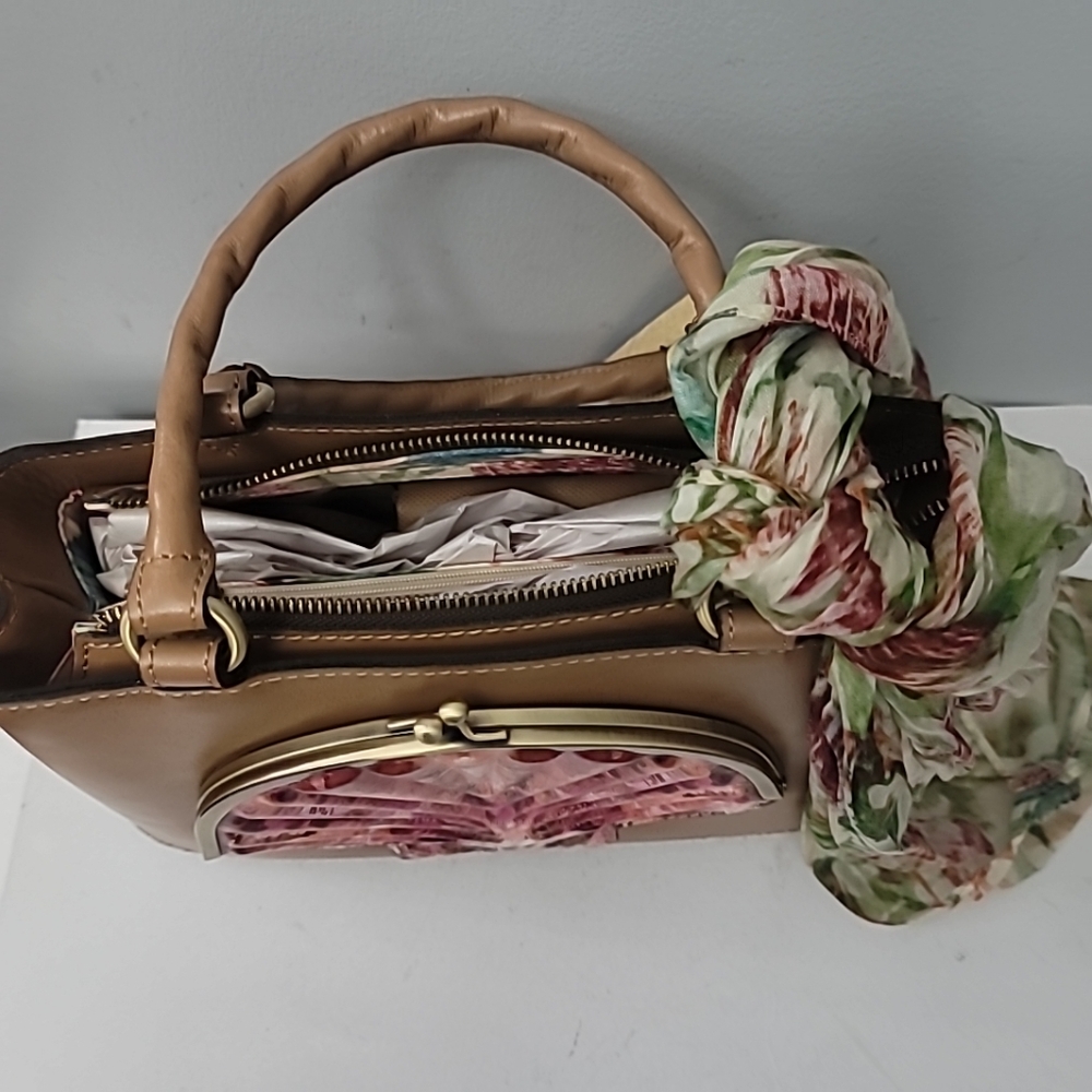 Patricia Nash Angela Satchel with Scarf - Seashell Tooled - Picture 7 of 10